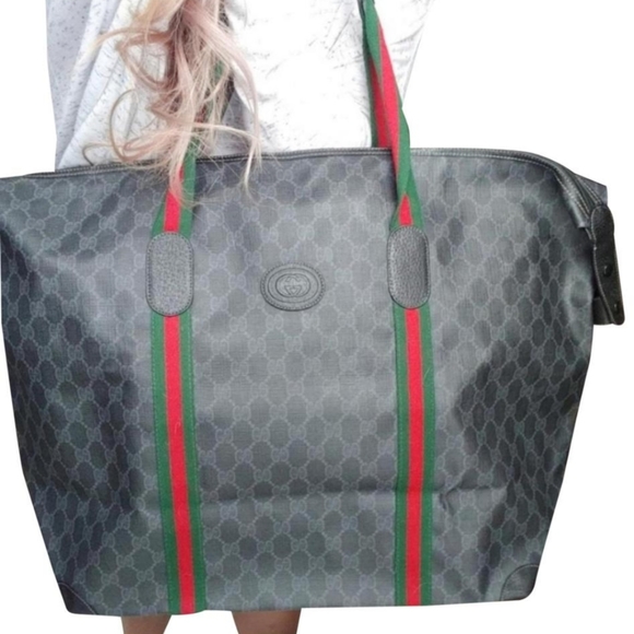 Authentic Vintage Gucci GG Monogram Supreme Sherry Web Ophidia Duffle Weekender - Picture 1 of 10